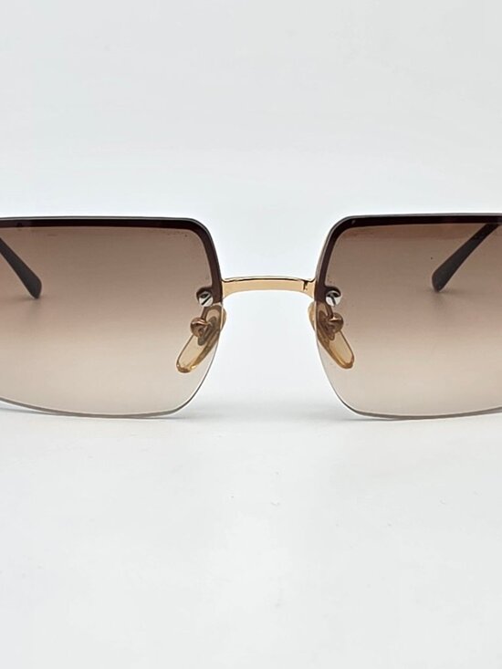 Giorgio Armani 1525 743 Gold Frame Brown Gradient Lens Semi Rimless Sunglasses main image 7
